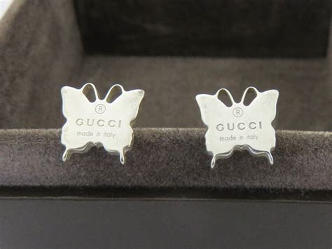 gucci men's diamond stud earrings|gucci sterling silver butterfly earrings.